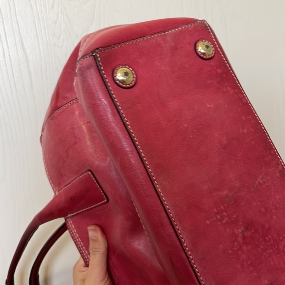 Coach raspberry pink turnlock leather carry all pocket zip tote 👜 - Picture 5 of 12